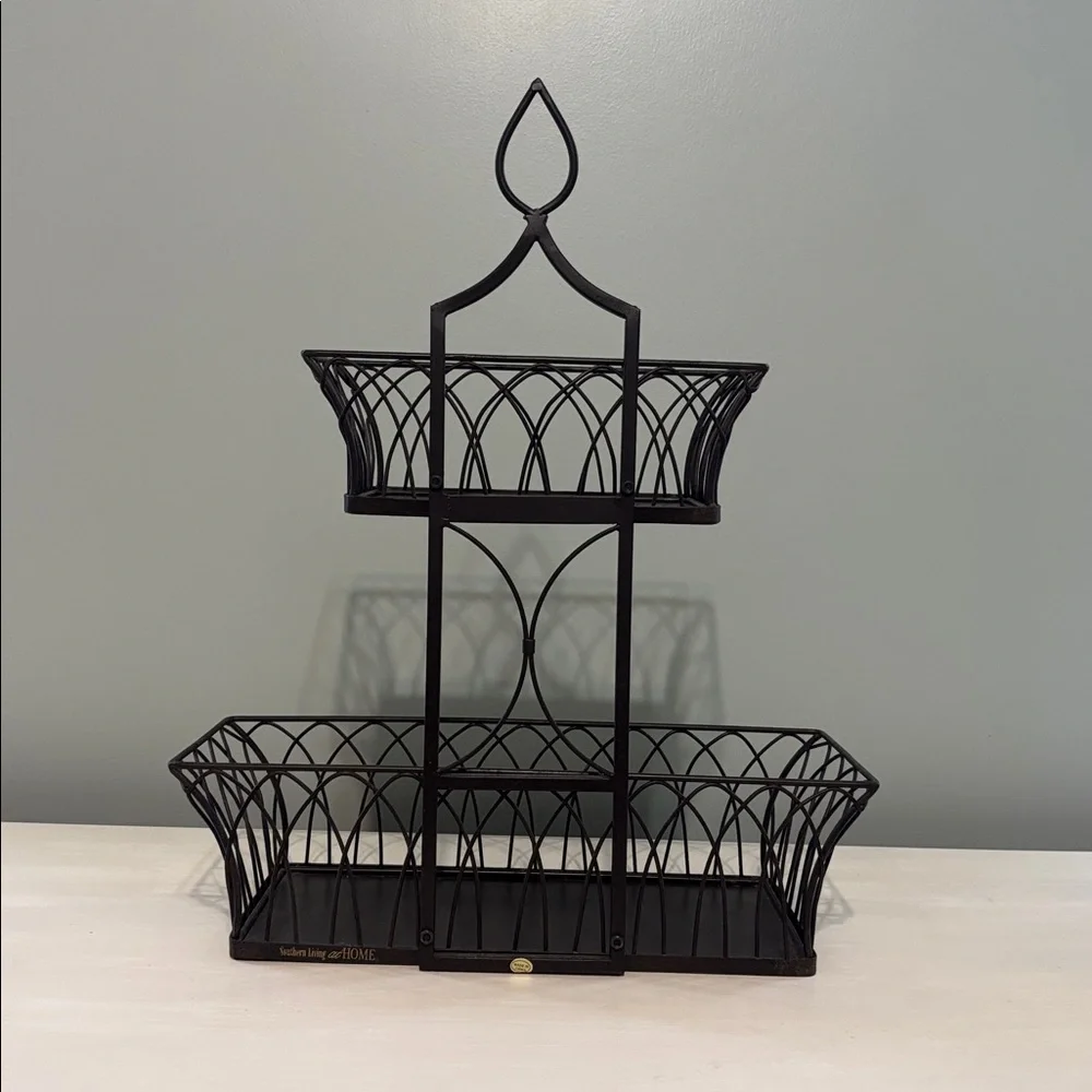 Southern Living At Home Farmhouse Tiered Basket SLAH Metal Country Cozy Cottage